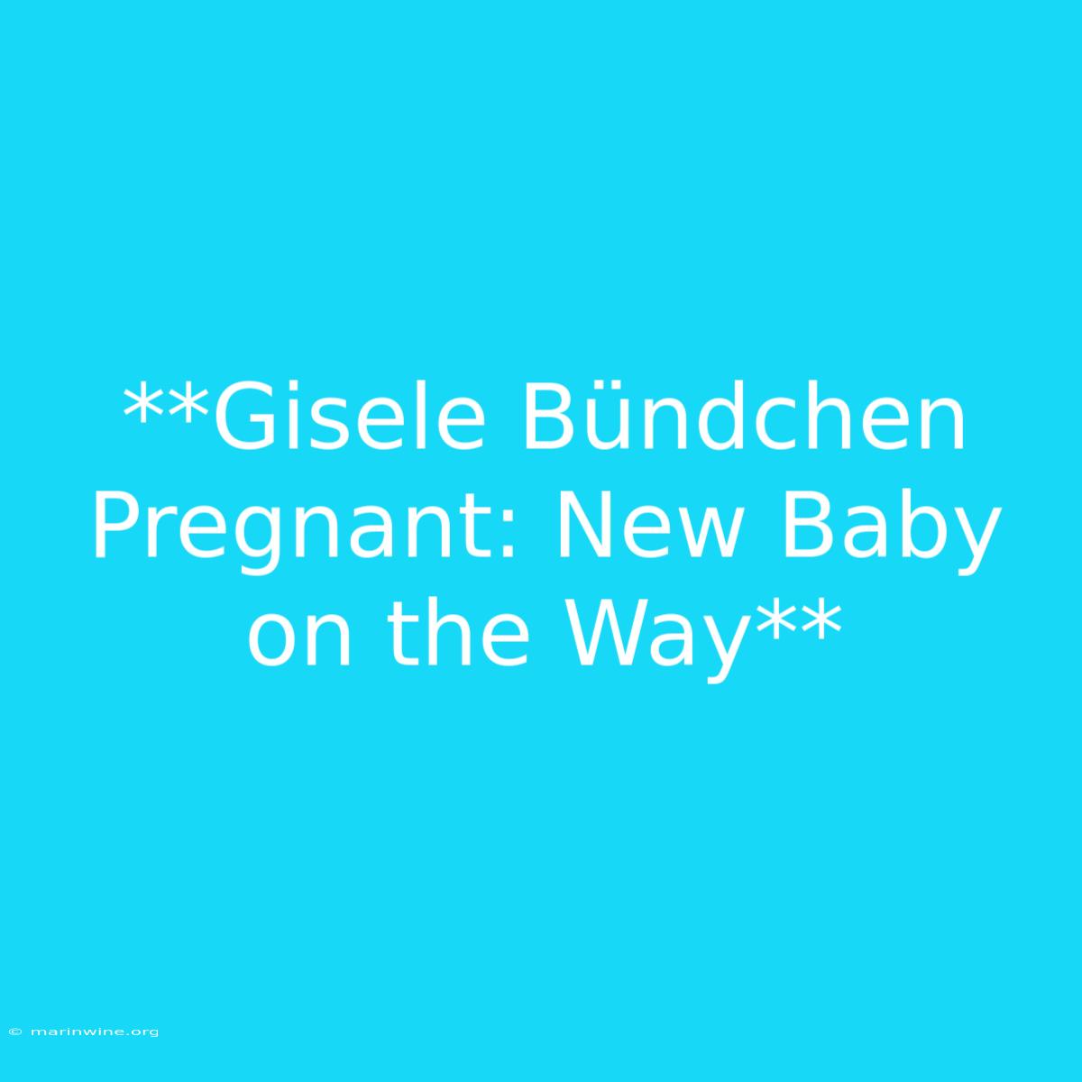 **Gisele Bündchen Pregnant: New Baby On The Way**