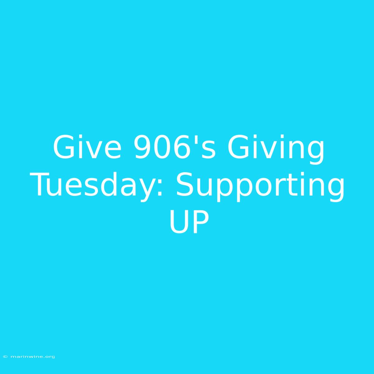 Give 906's Giving Tuesday: Supporting UP