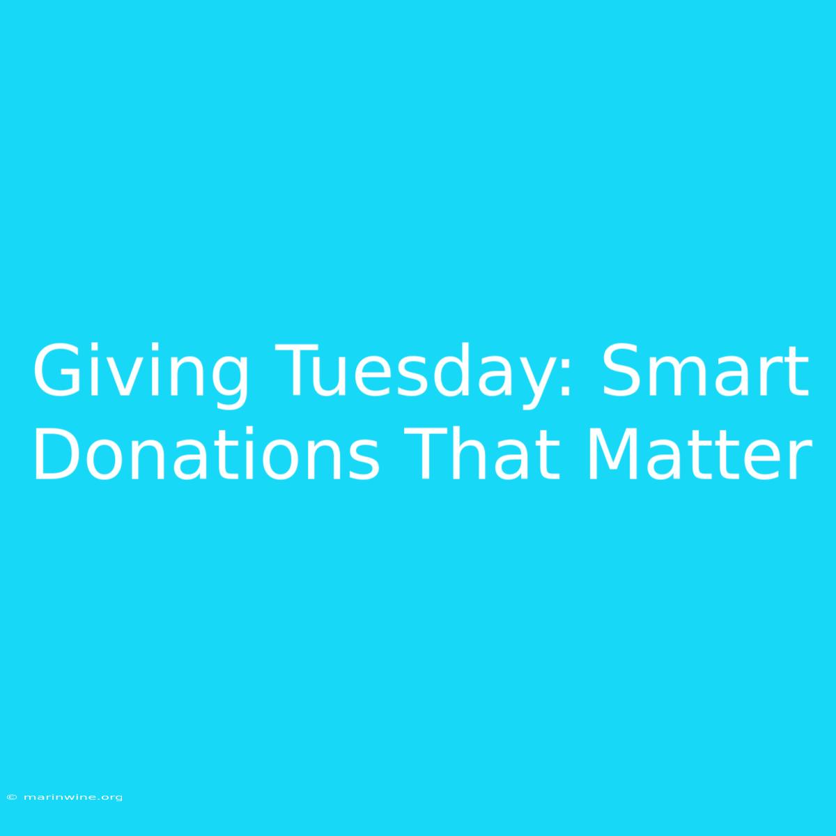 Giving Tuesday: Smart Donations That Matter