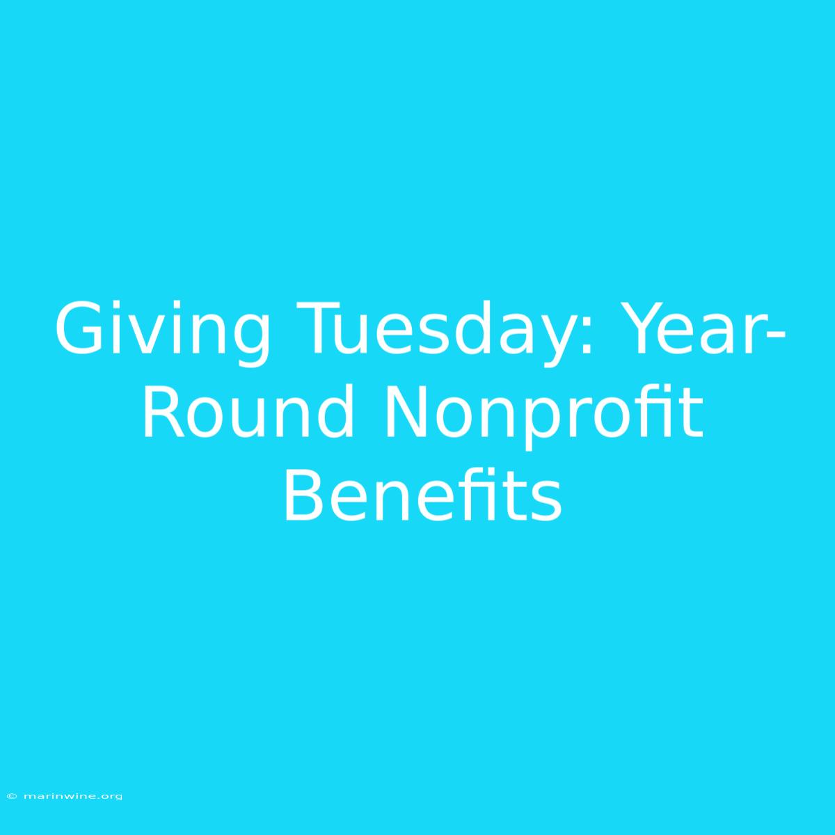 Giving Tuesday: Year-Round Nonprofit Benefits