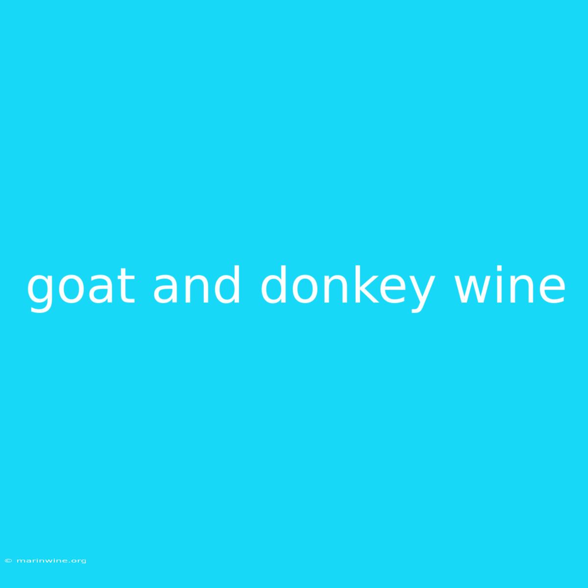 Goat And Donkey Wine