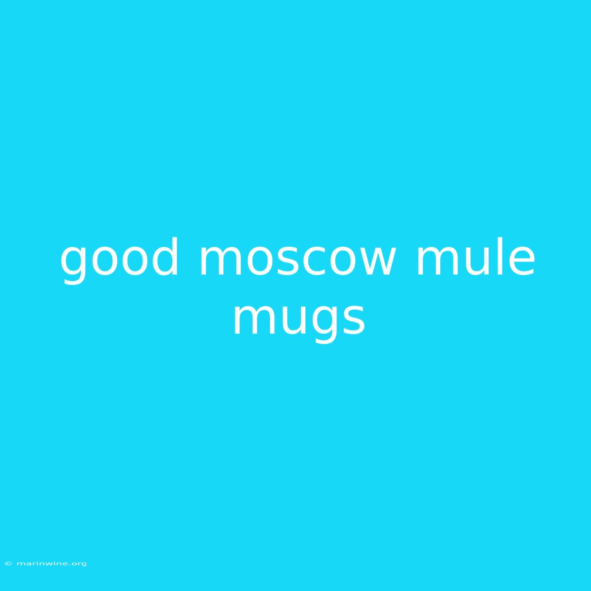 Good Moscow Mule Mugs