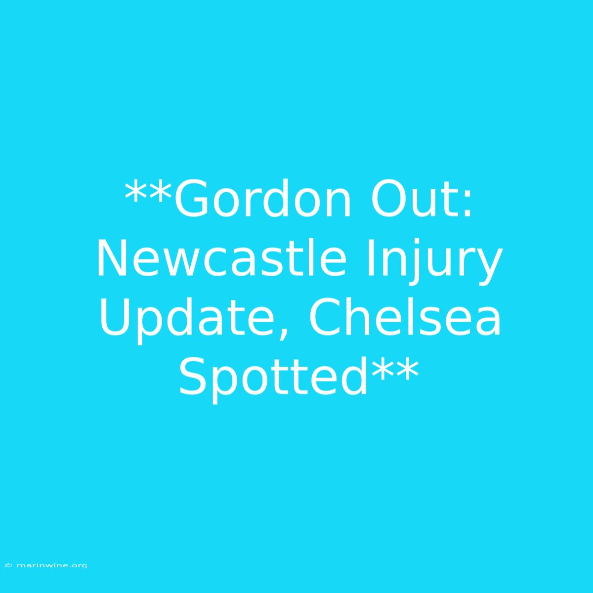 **Gordon Out: Newcastle Injury Update, Chelsea Spotted** 