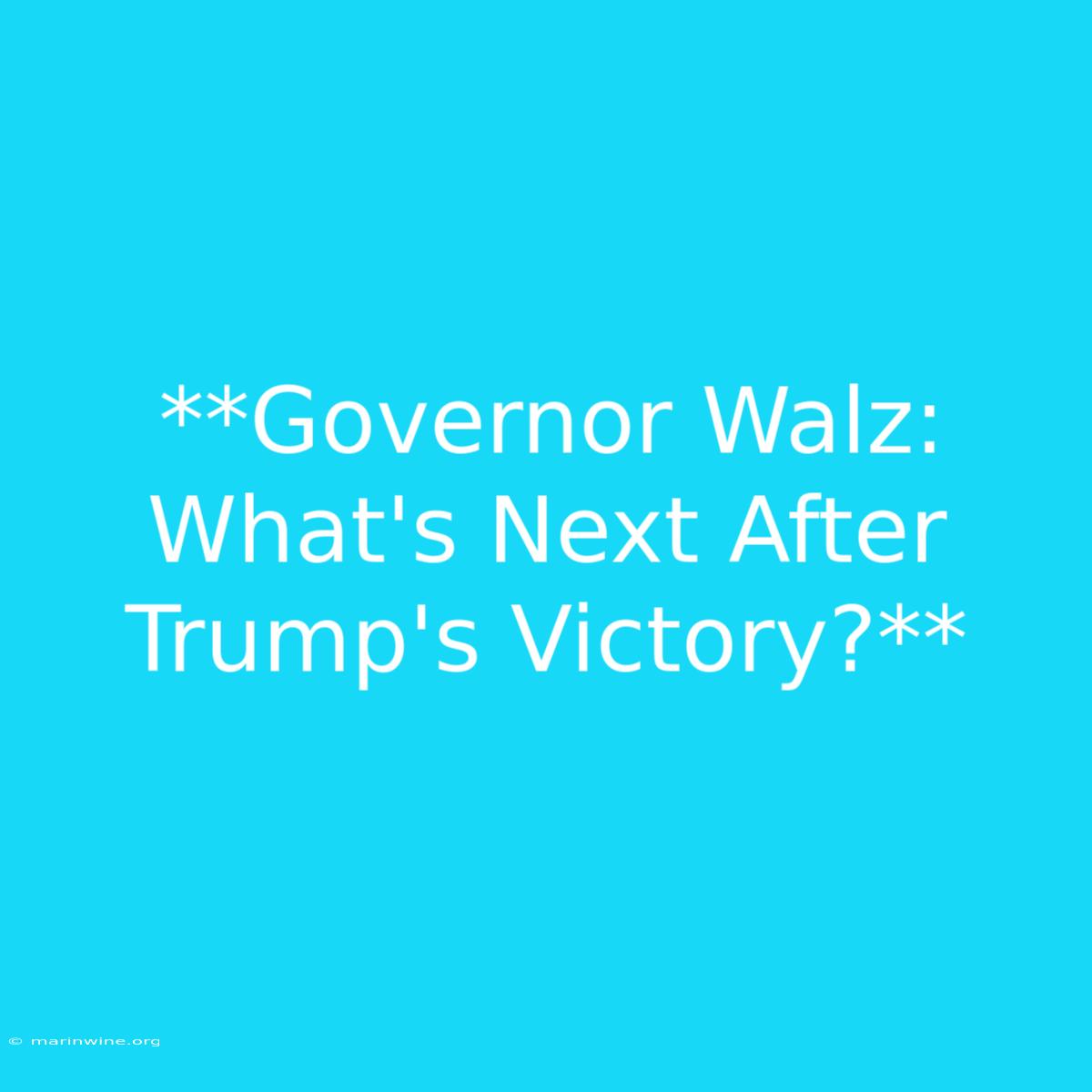 **Governor Walz: What's Next After Trump's Victory?** 