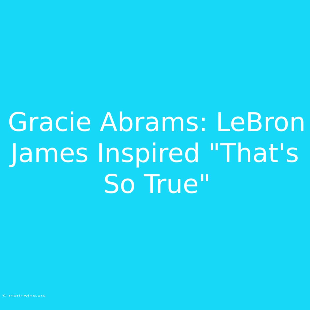 Gracie Abrams: LeBron James Inspired 