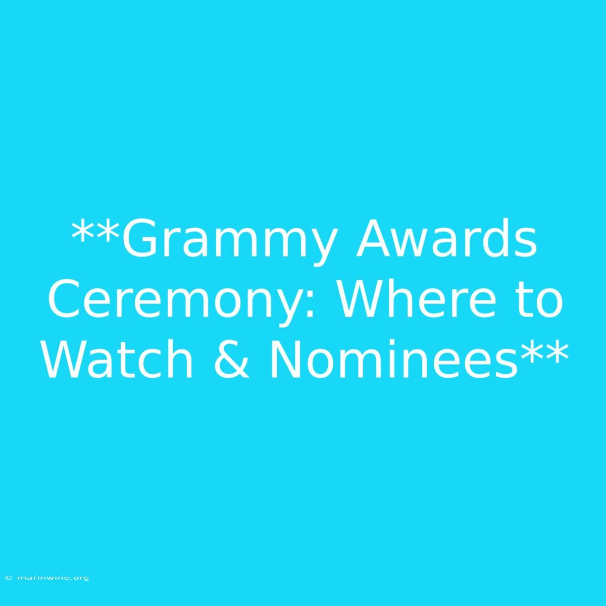 **Grammy Awards Ceremony: Where To Watch & Nominees**