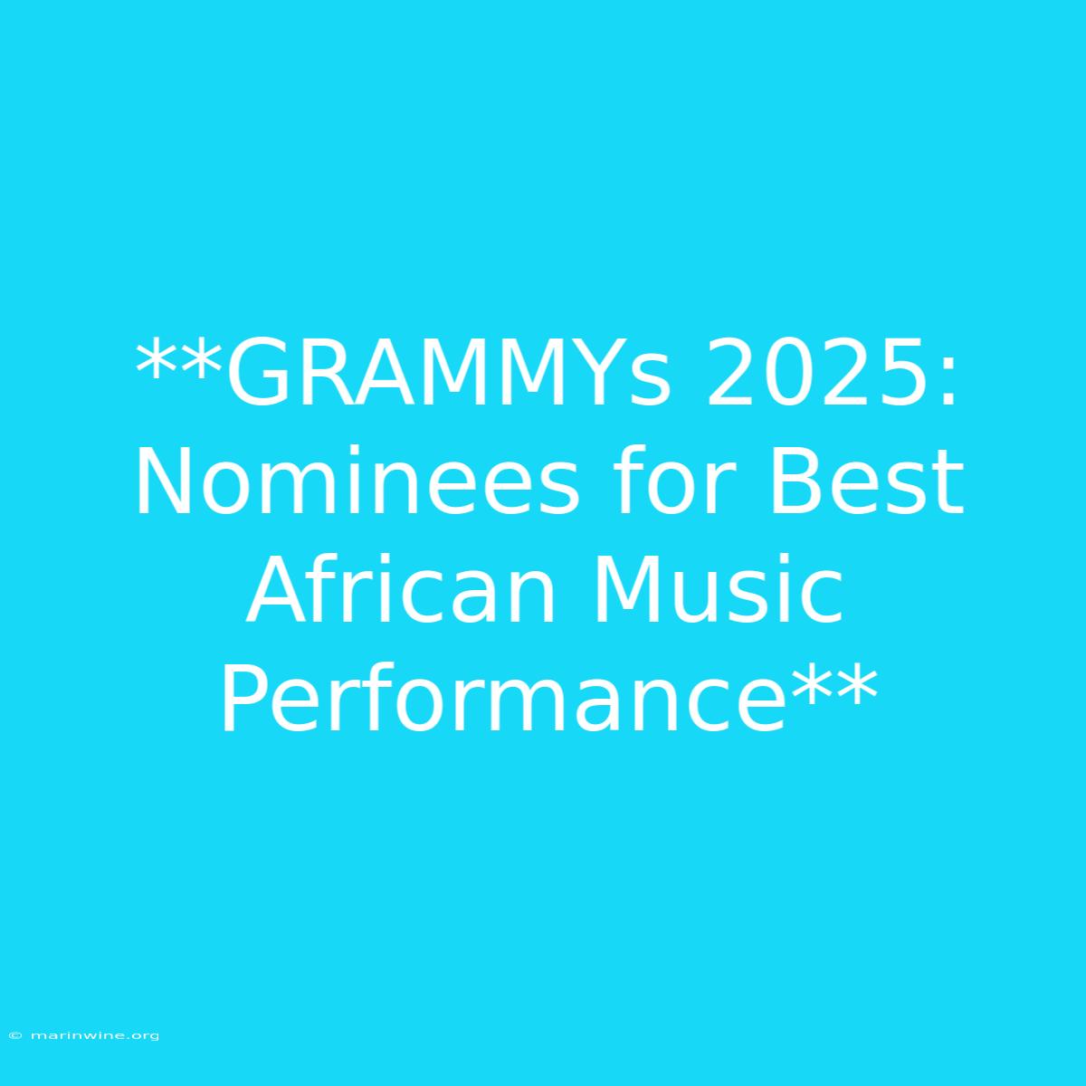 **GRAMMYs 2025: Nominees For Best African Music Performance** 