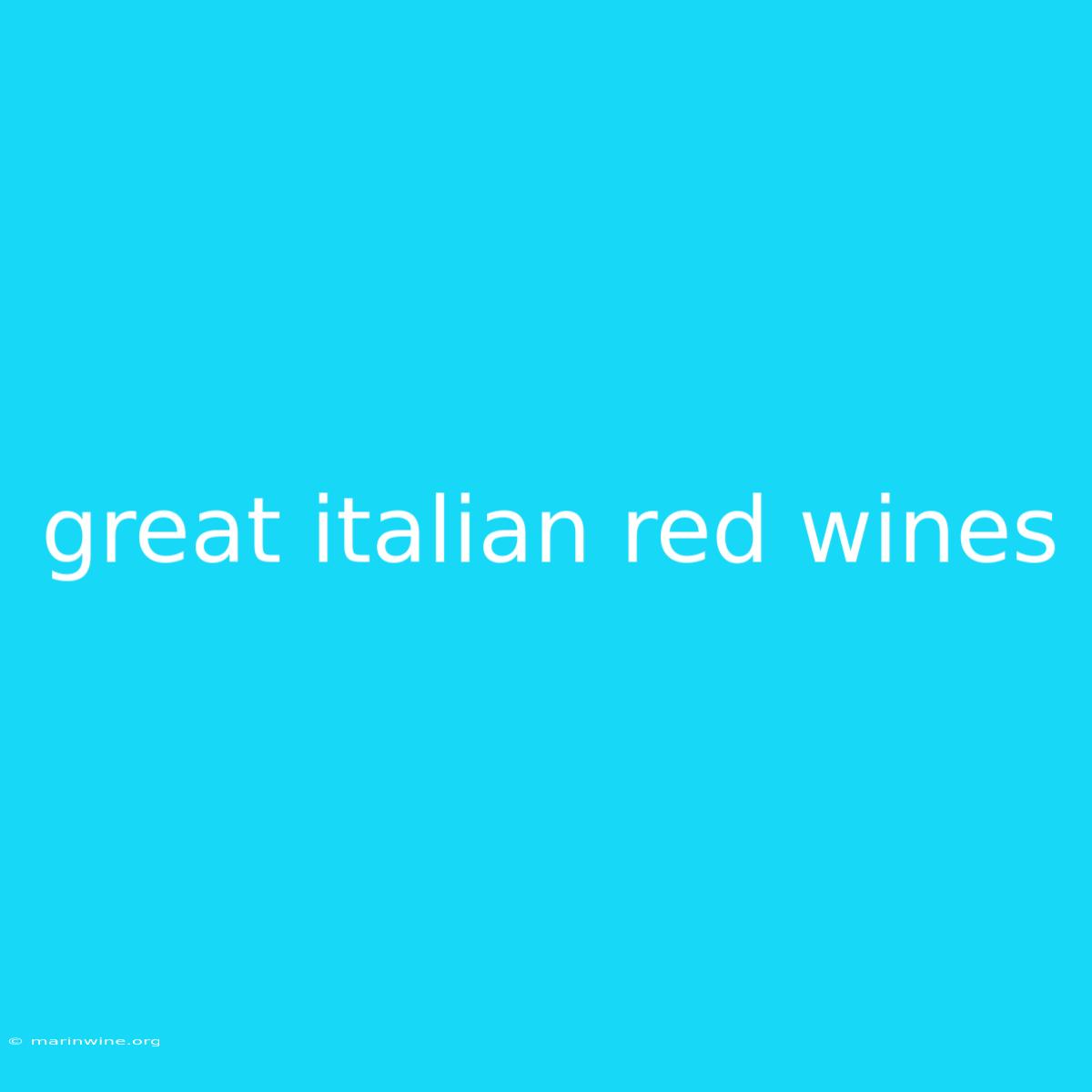 Great Italian Red Wines