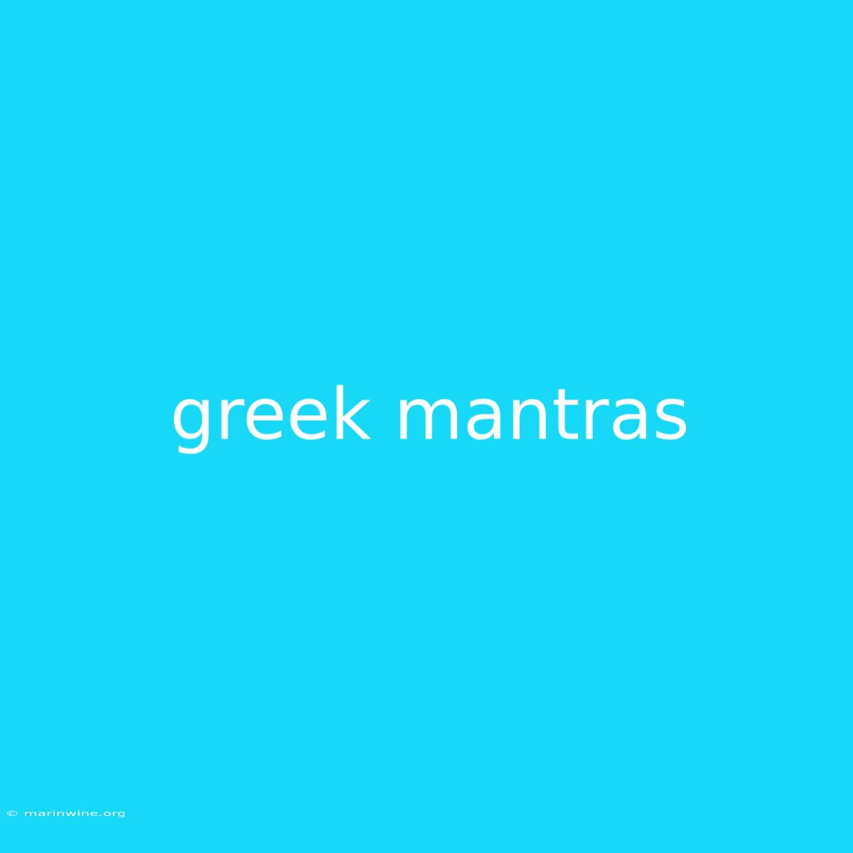 Greek Mantras