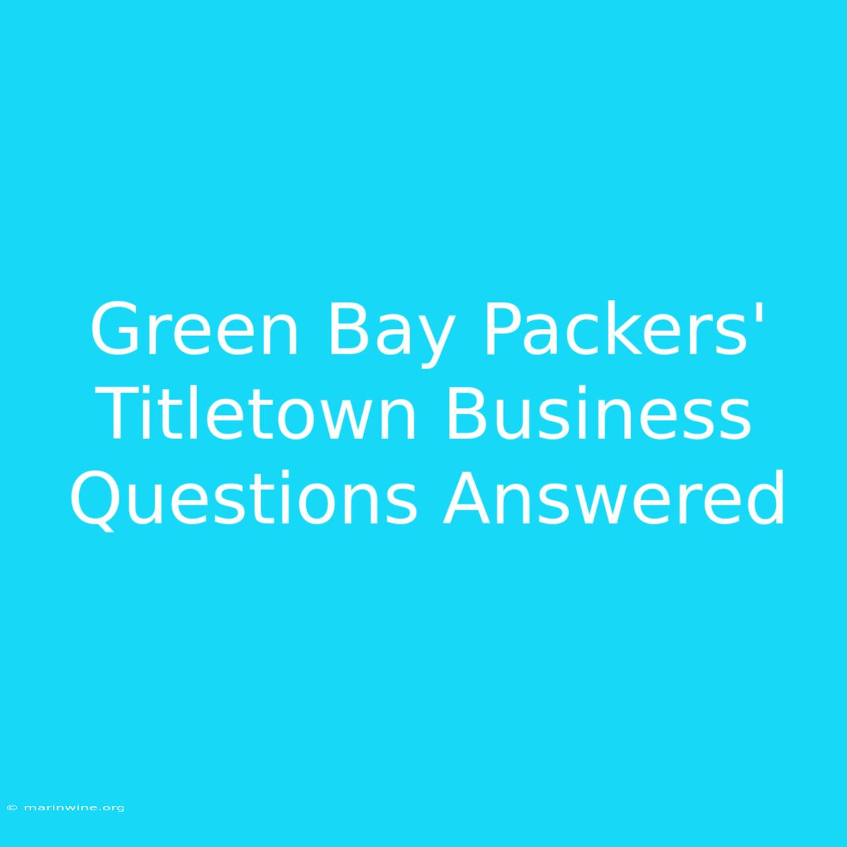 Green Bay Packers' Titletown Business Questions Answered