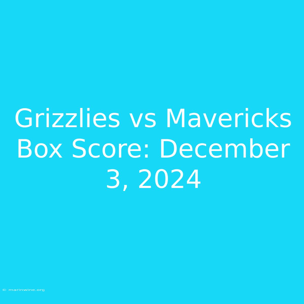 Grizzlies Vs Mavericks Box Score: December 3, 2024