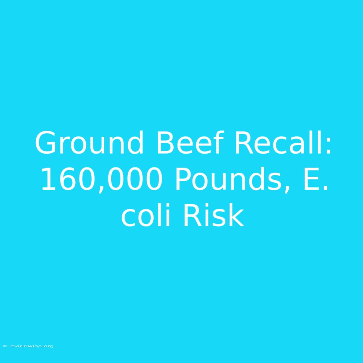 Ground Beef Recall: 160,000 Pounds, E. Coli Risk