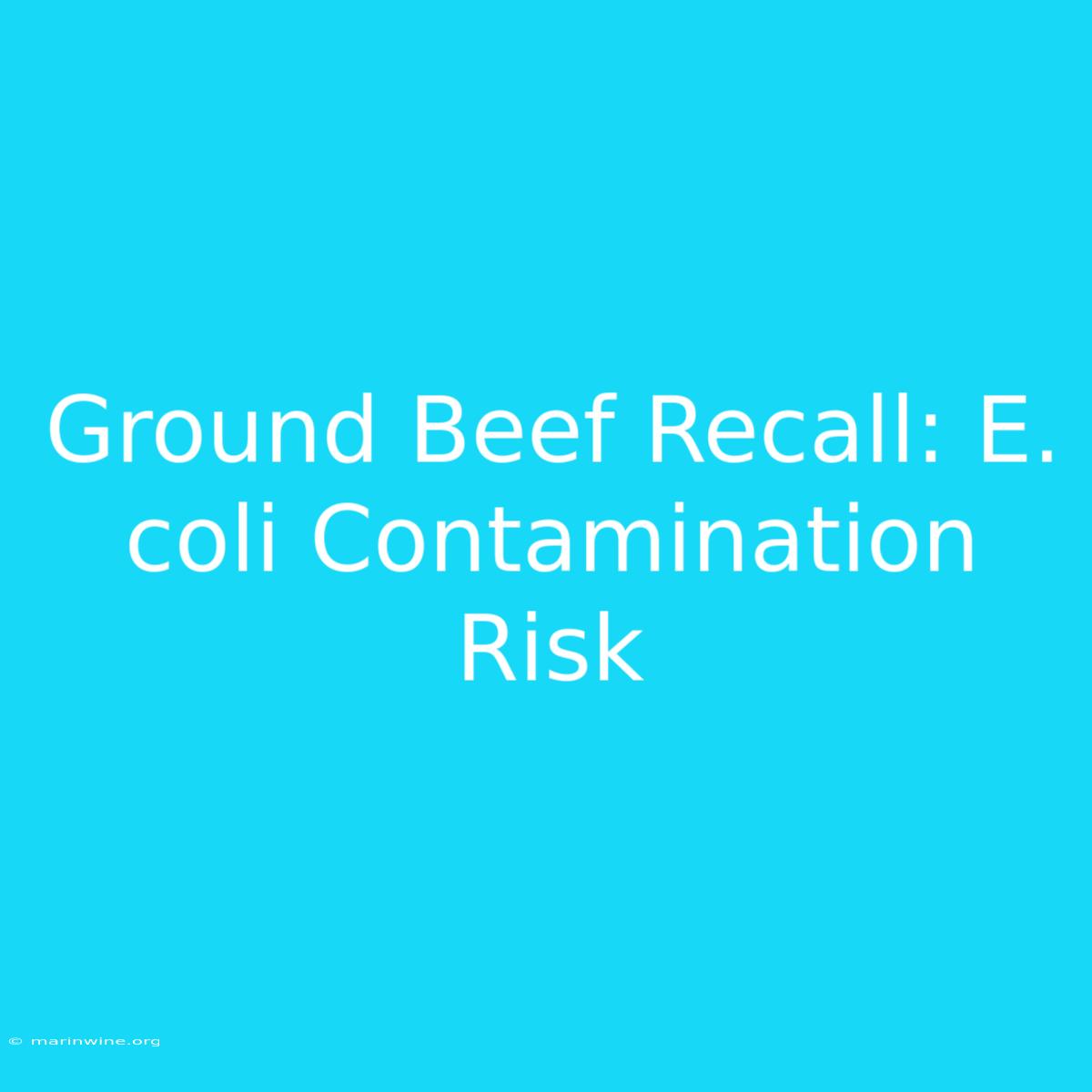 Ground Beef Recall: E. Coli Contamination Risk