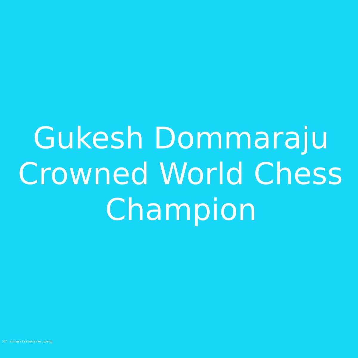 Gukesh Dommaraju Crowned World Chess Champion