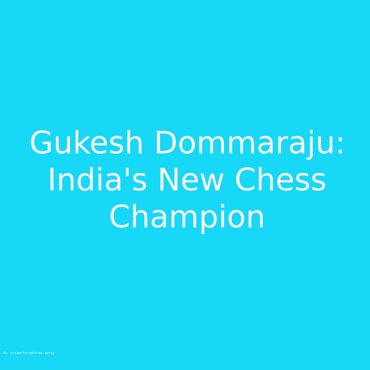 Gukesh Dommaraju: India's New Chess Champion