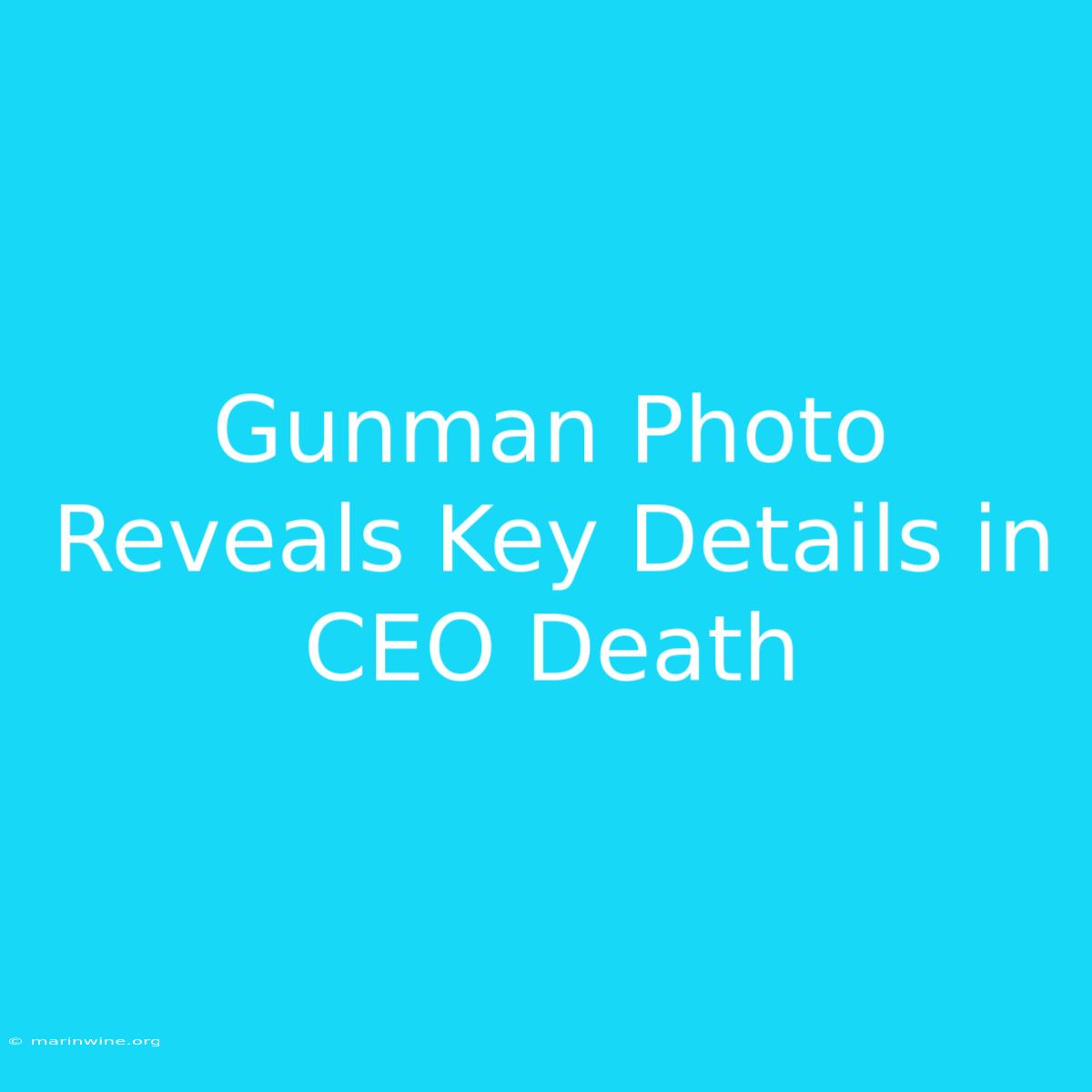 Gunman Photo Reveals Key Details In CEO Death