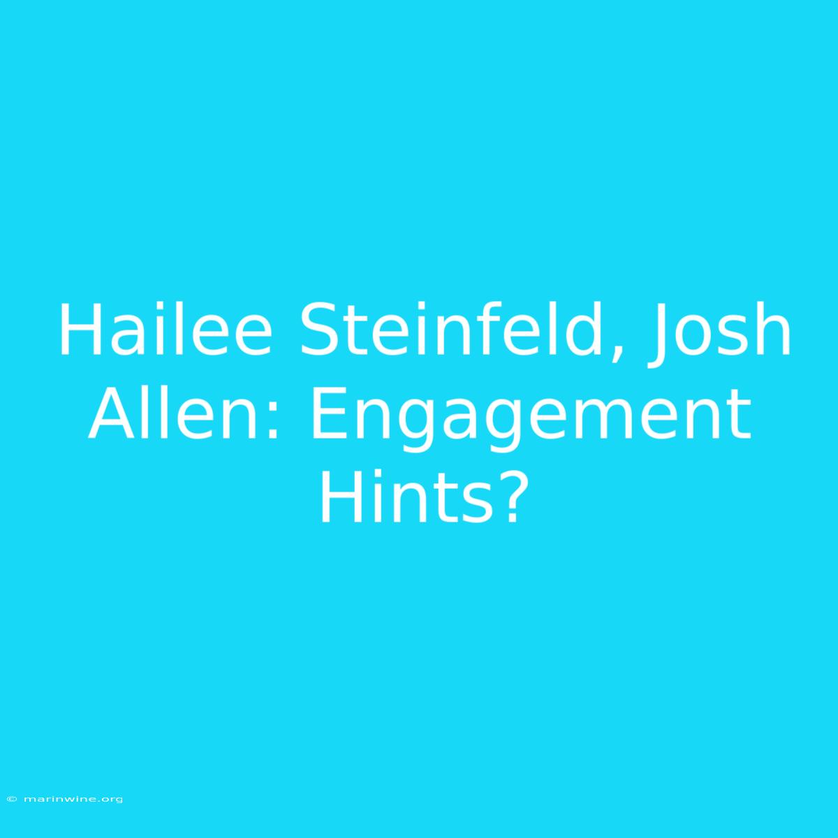 Hailee Steinfeld, Josh Allen: Engagement Hints?