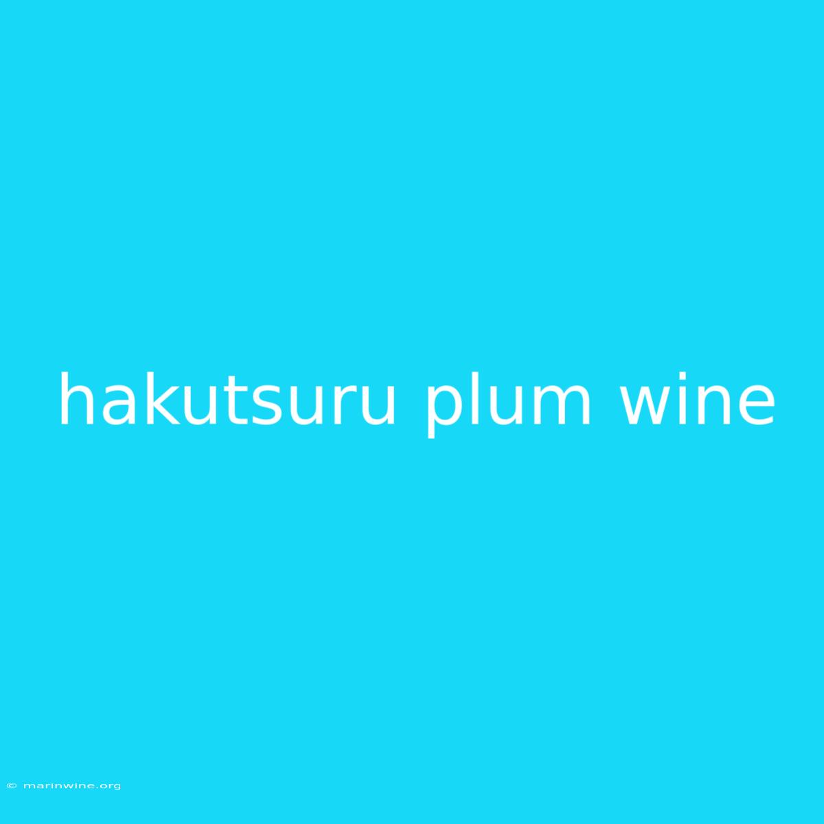 Hakutsuru Plum Wine