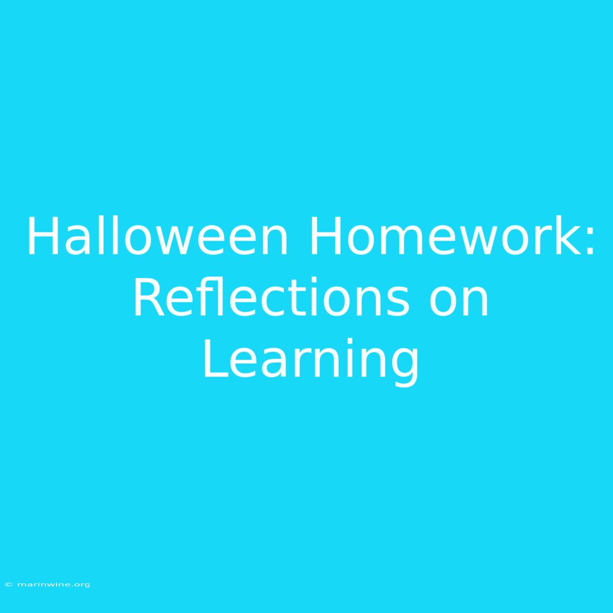 Halloween Homework: Reflections On Learning