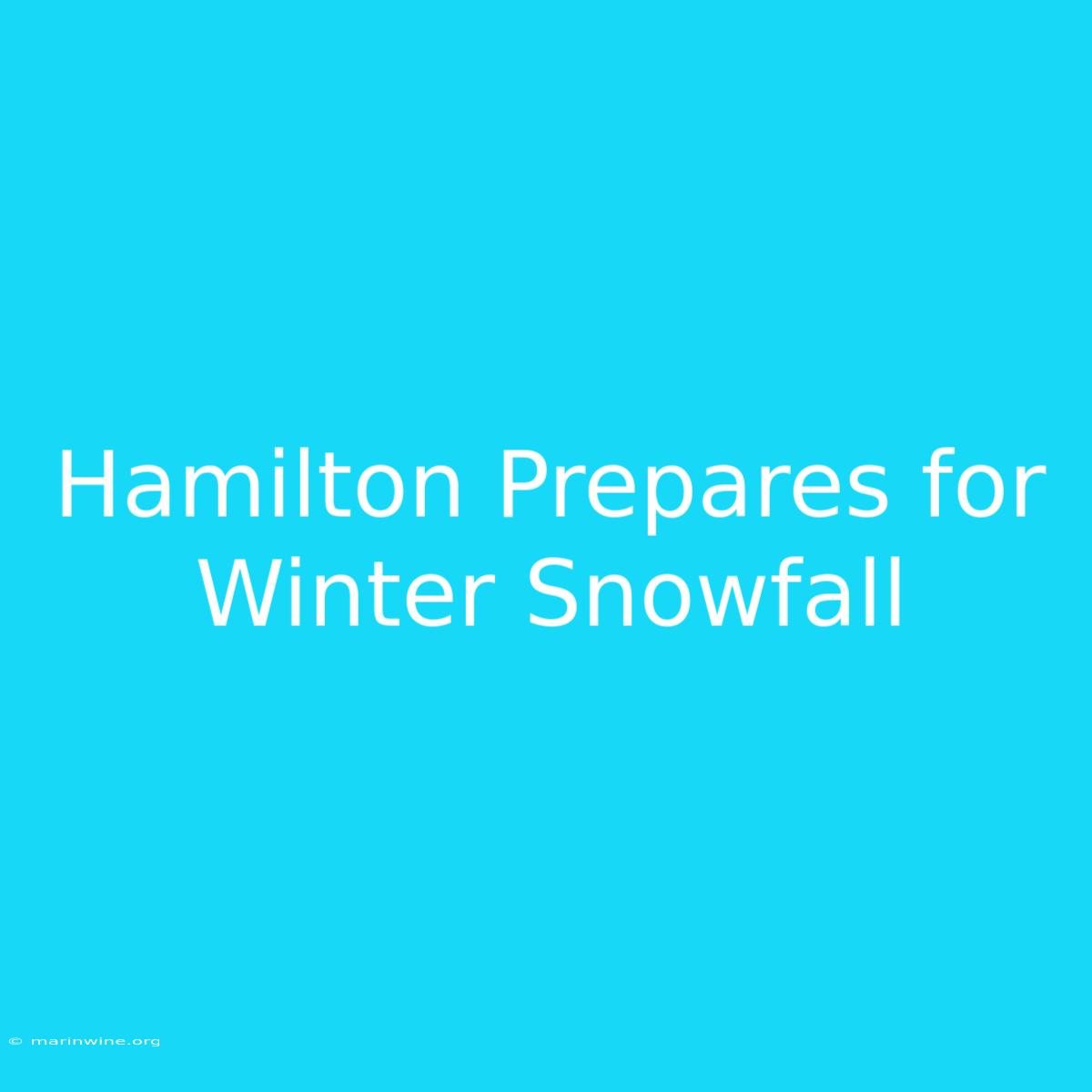 Hamilton Prepares For Winter Snowfall