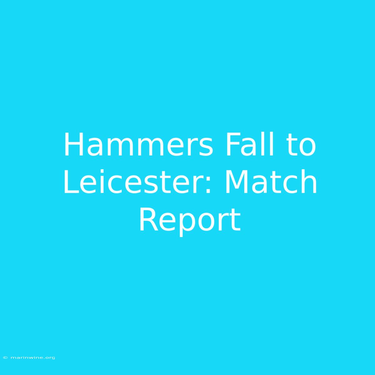 Hammers Fall To Leicester: Match Report