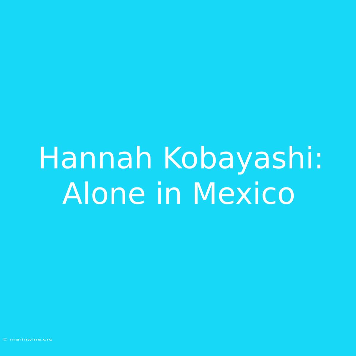 Hannah Kobayashi: Alone In Mexico