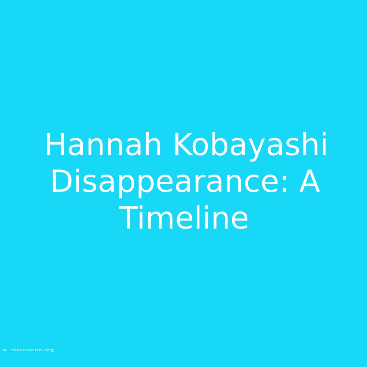 Hannah Kobayashi Disappearance: A Timeline