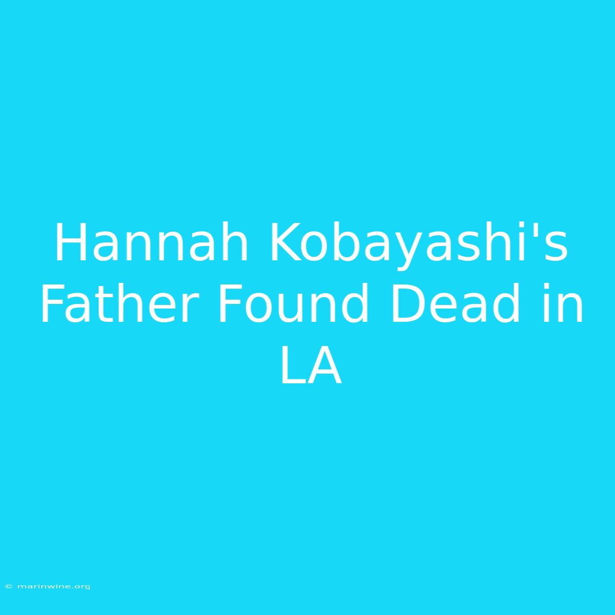 Hannah Kobayashi's Father Found Dead In LA