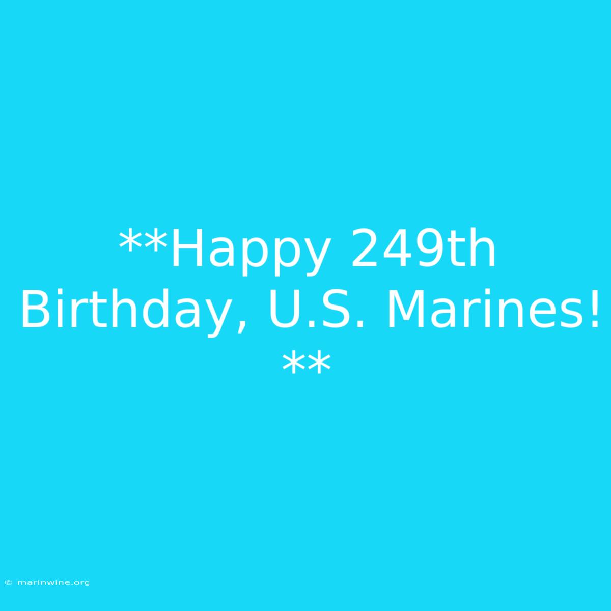 **Happy 249th Birthday, U.S. Marines!**