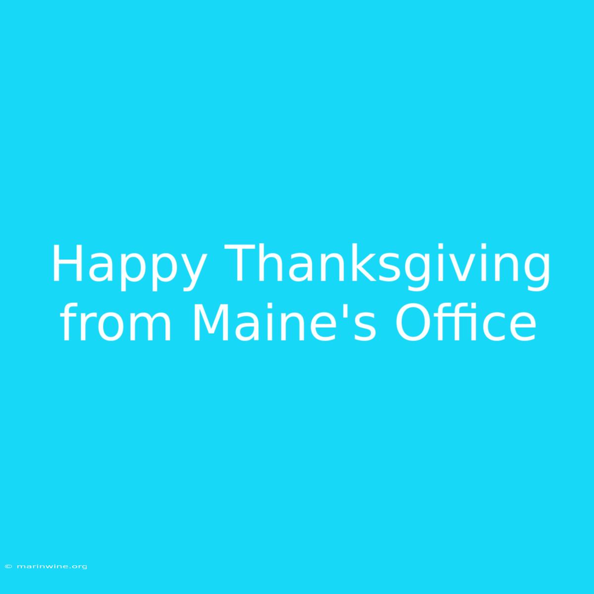 Happy Thanksgiving From Maine's Office