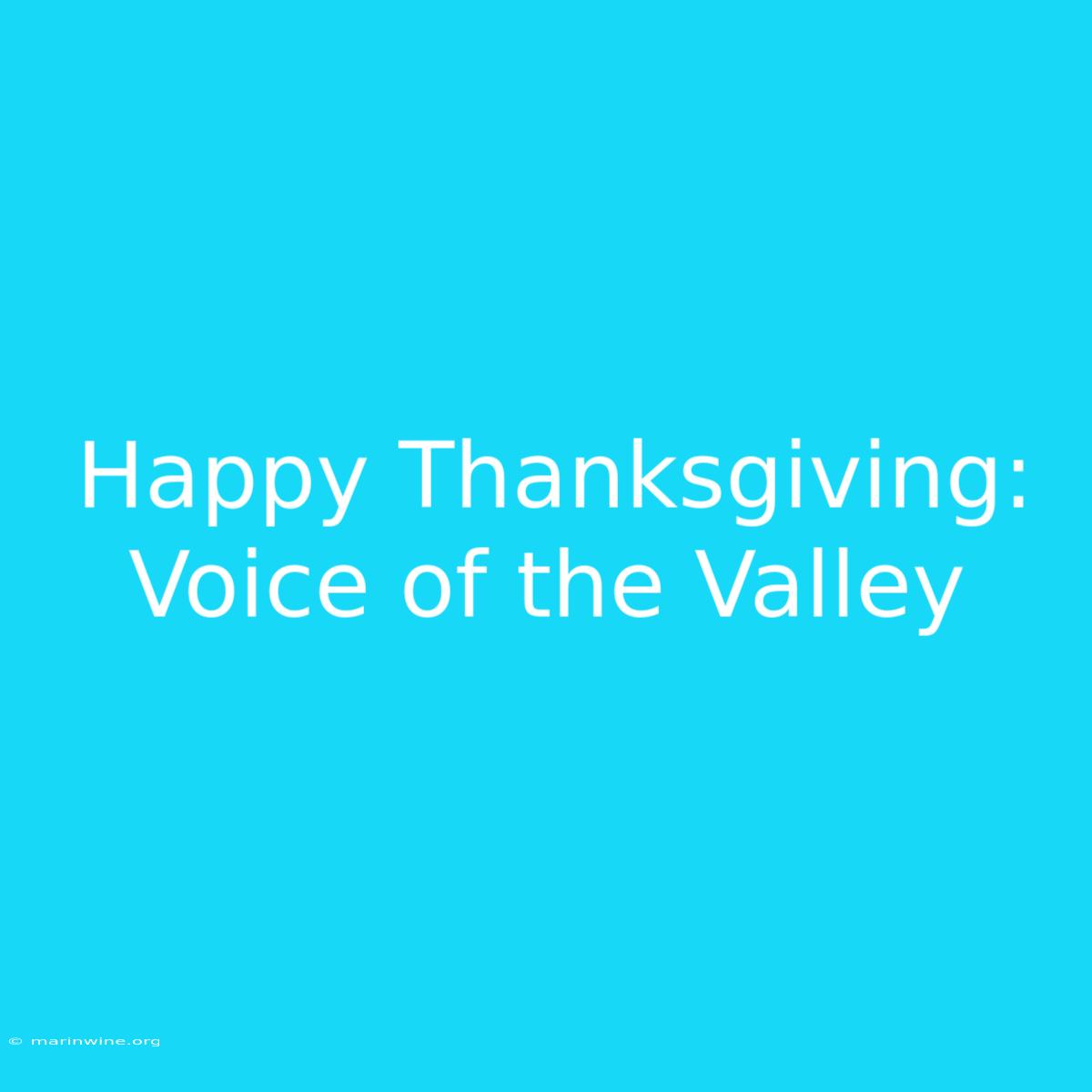 Happy Thanksgiving: Voice Of The Valley