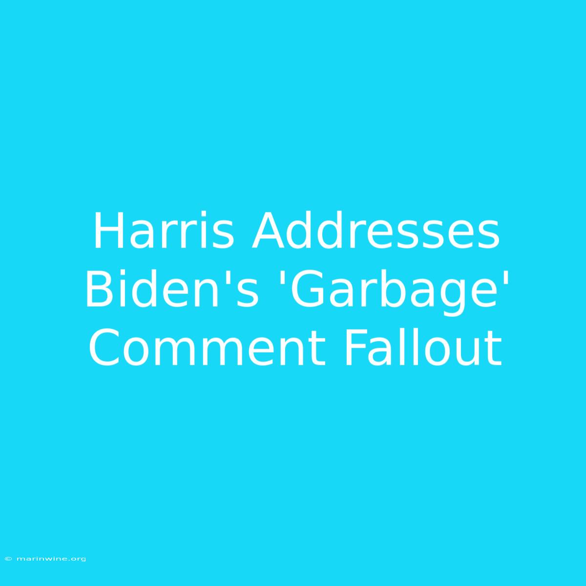 Harris Addresses Biden's 'Garbage' Comment Fallout