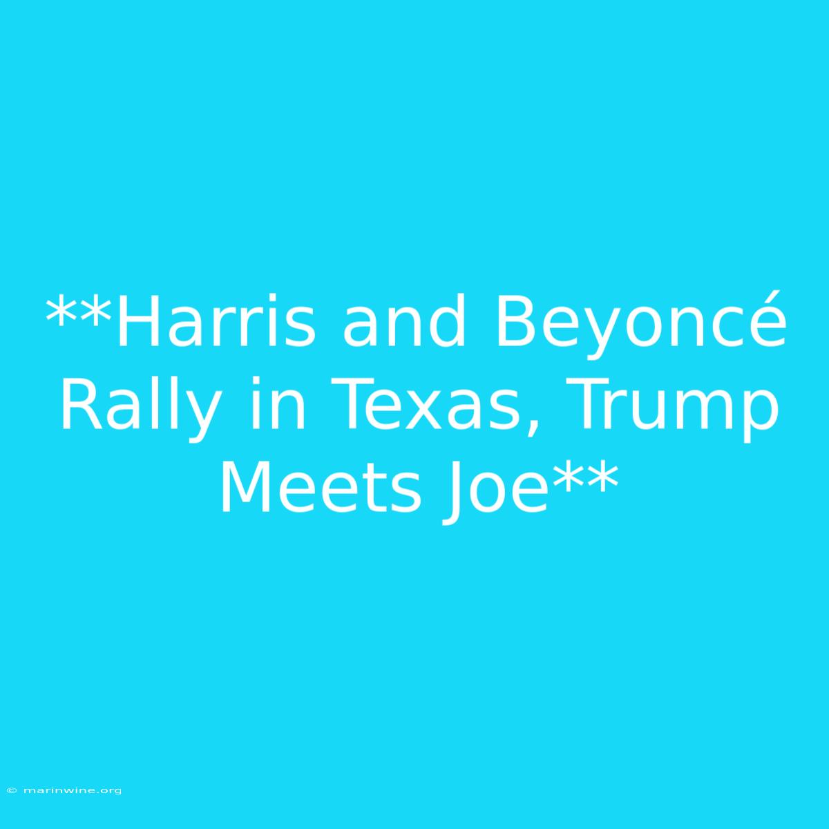 **Harris And Beyoncé Rally In Texas, Trump Meets Joe**