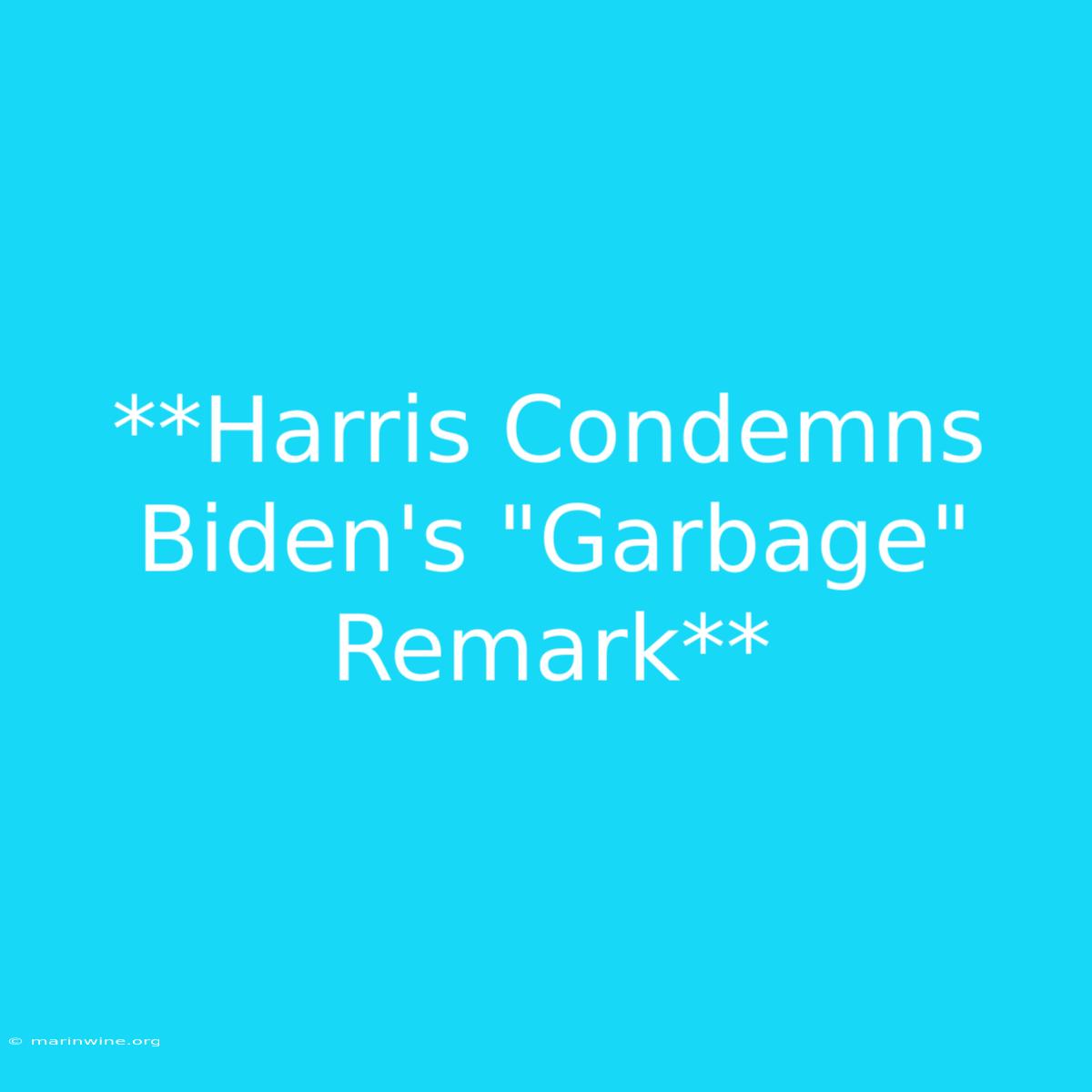 **Harris Condemns Biden's 