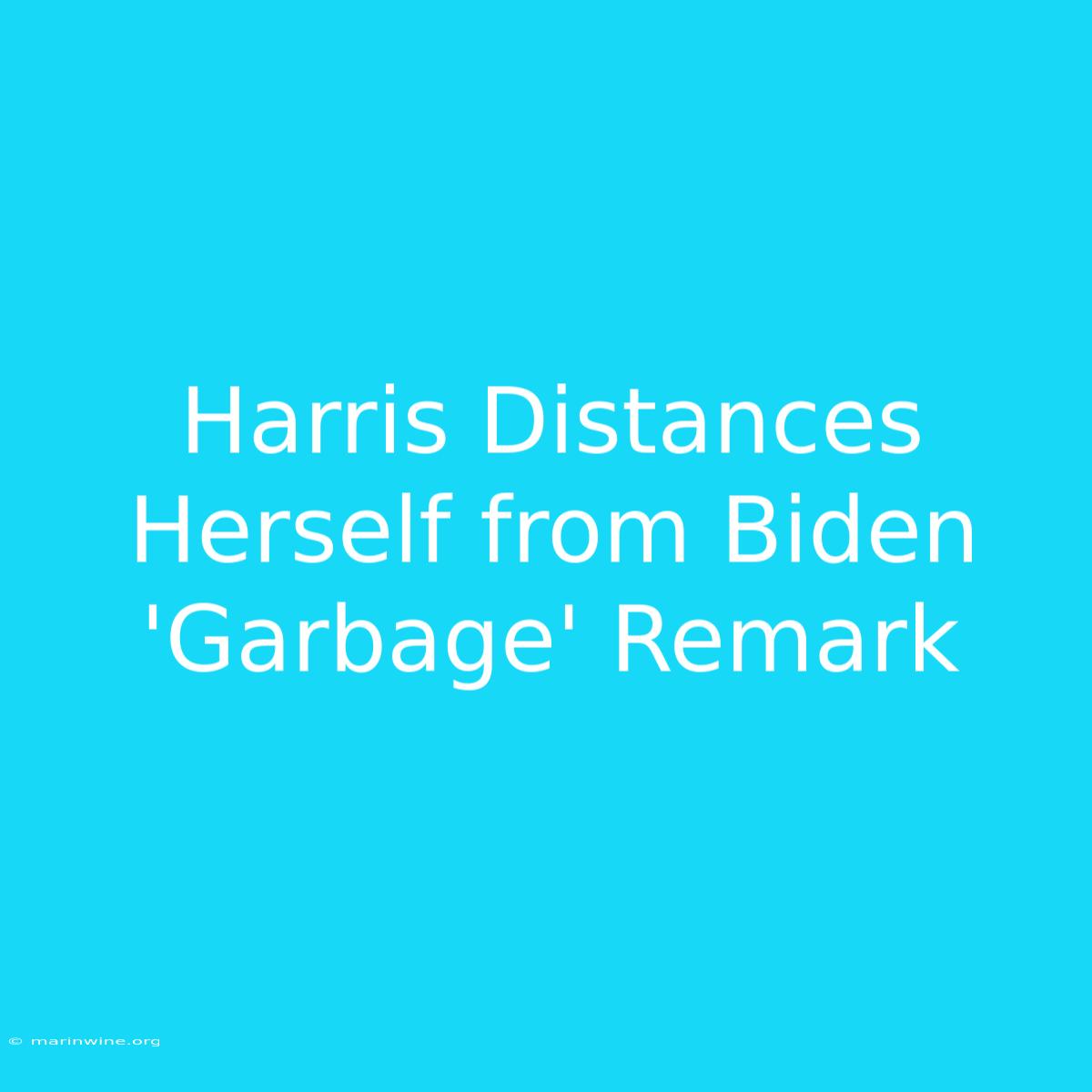 Harris Distances Herself From Biden 'Garbage' Remark