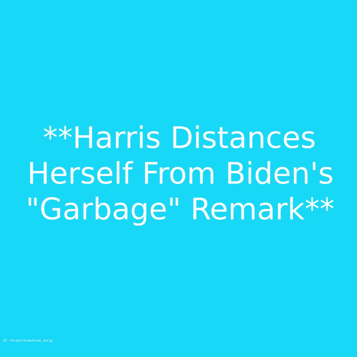 **Harris Distances Herself From Biden's 