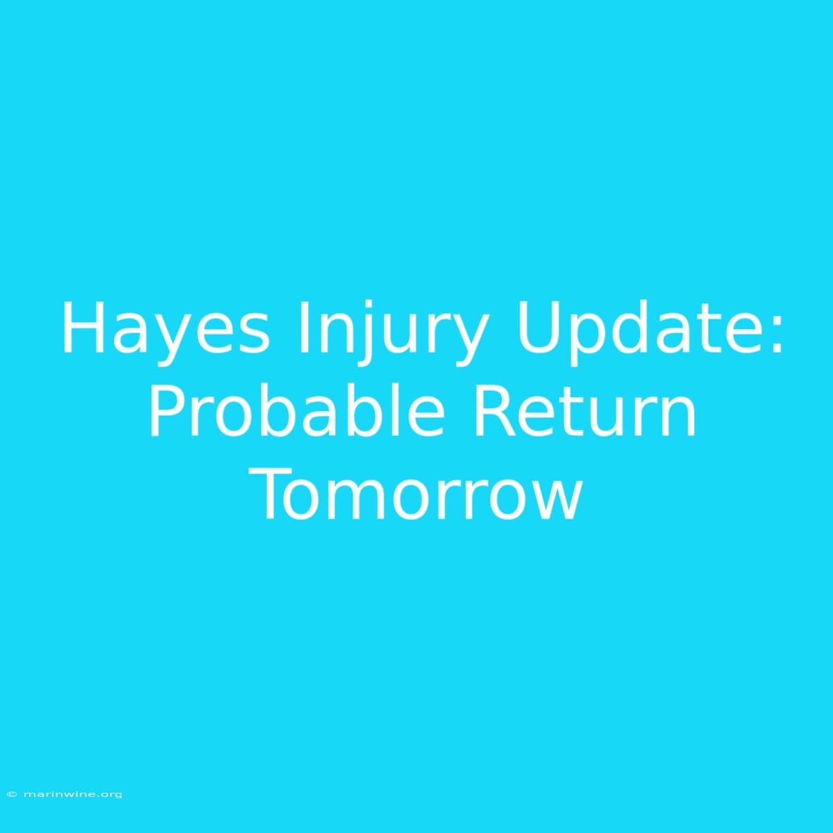 Hayes Injury Update: Probable Return Tomorrow