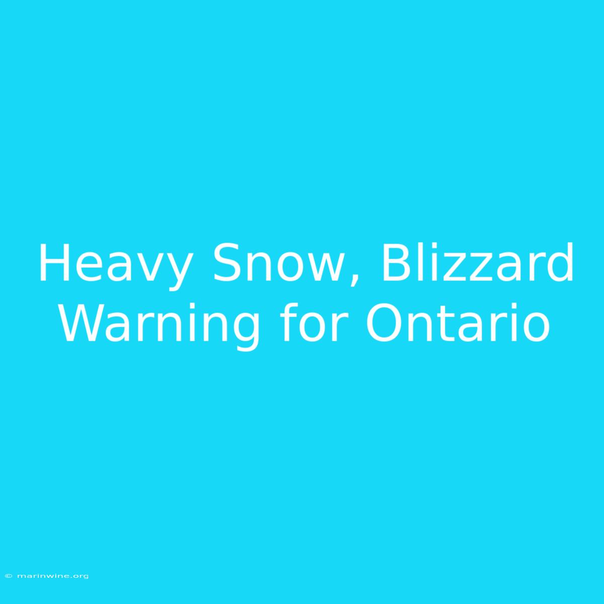 Heavy Snow, Blizzard Warning For Ontario