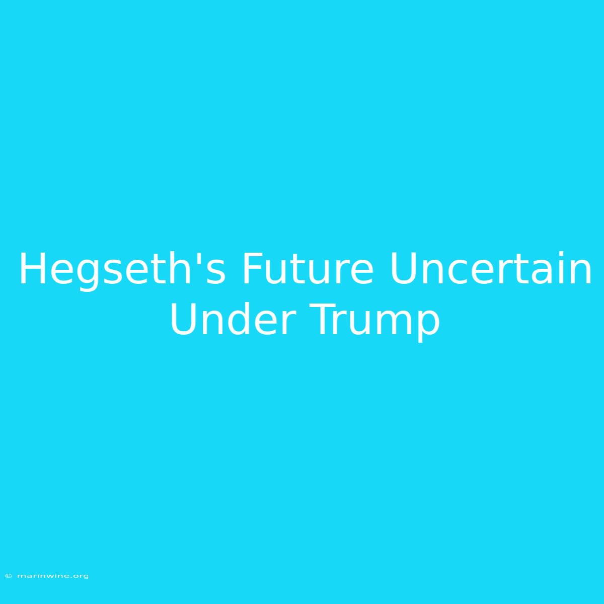 Hegseth's Future Uncertain Under Trump