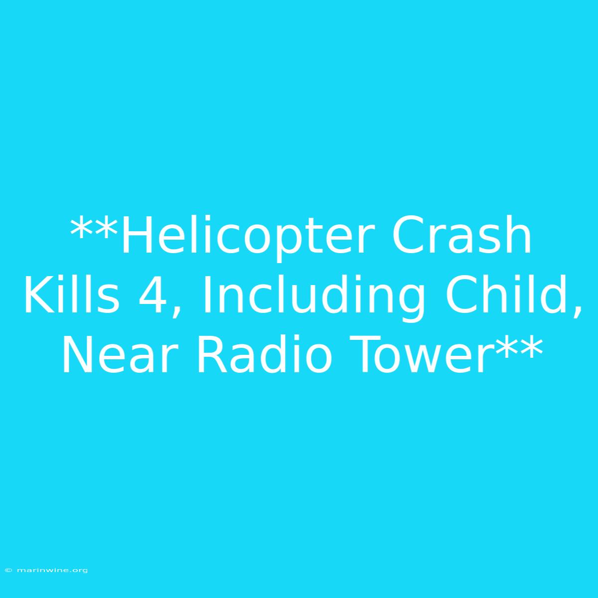 **Helicopter Crash Kills 4, Including Child, Near Radio Tower**