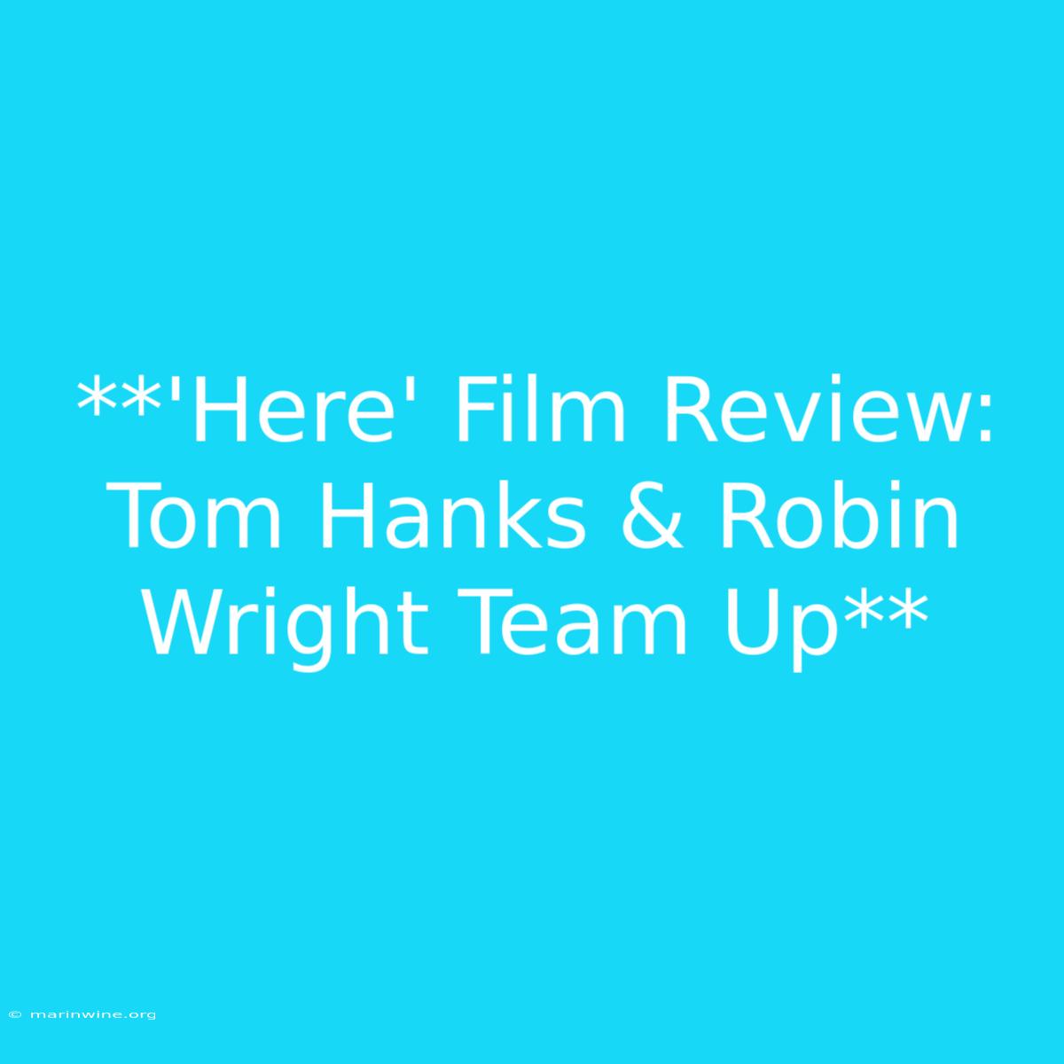 **'Here' Film Review: Tom Hanks & Robin Wright Team Up**