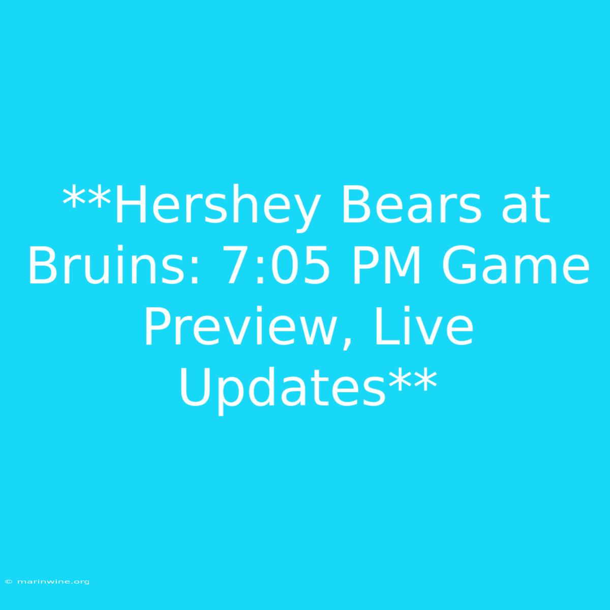 **Hershey Bears At Bruins: 7:05 PM Game Preview, Live Updates** 