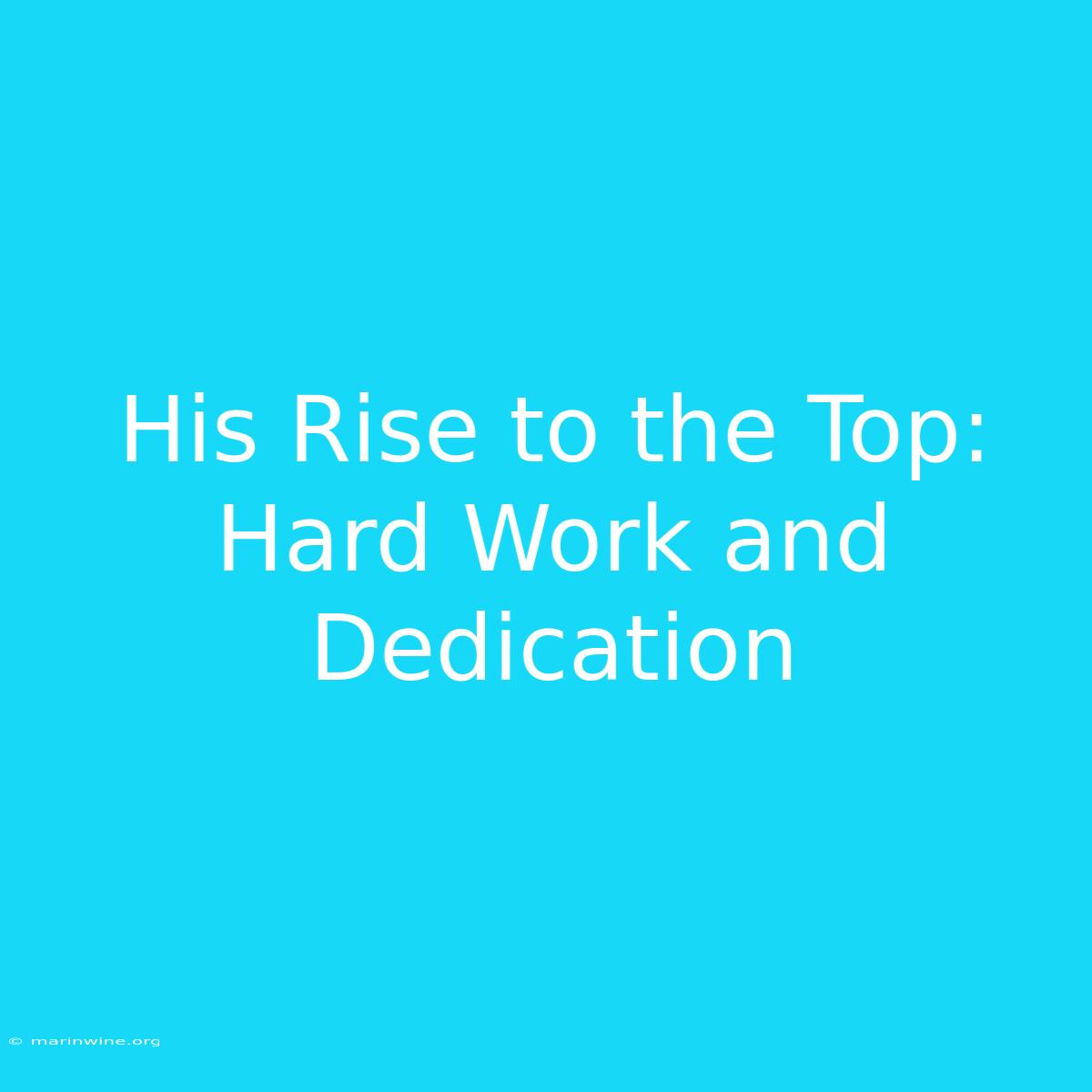 His Rise To The Top: Hard Work And Dedication