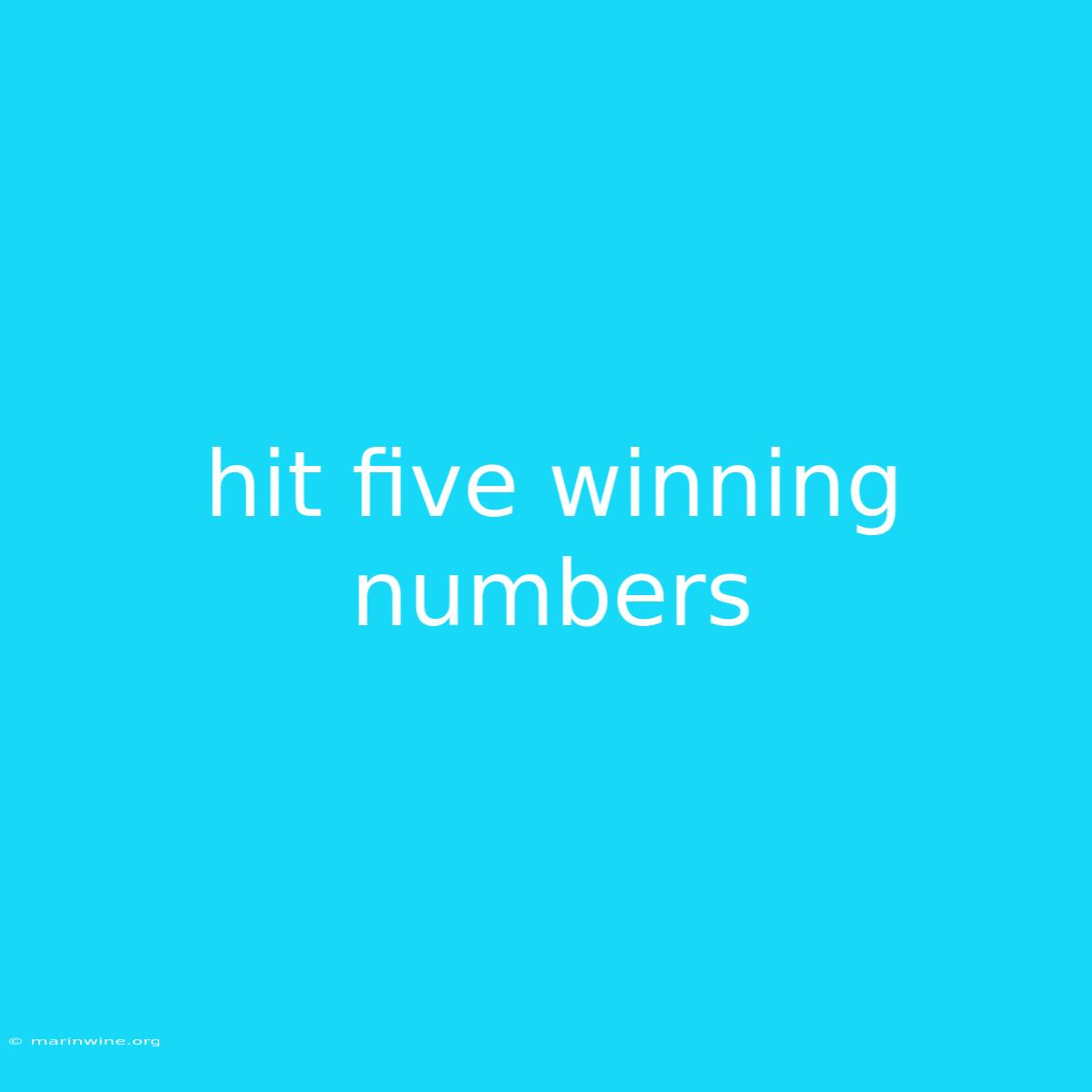 Hit Five Winning Numbers