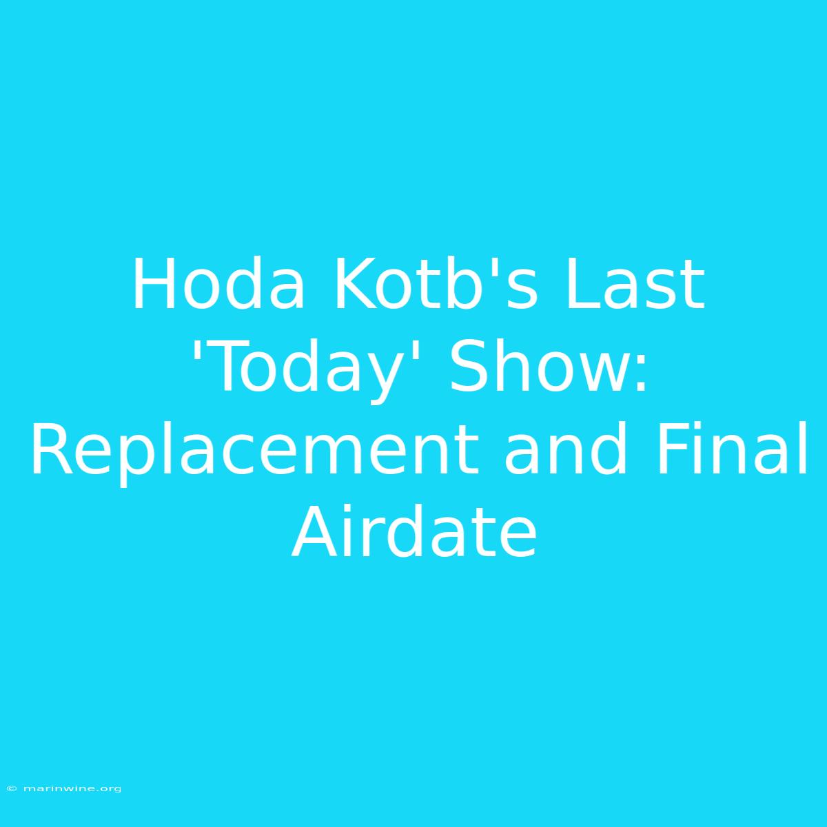 Hoda Kotb's Last 'Today' Show: Replacement And Final Airdate 