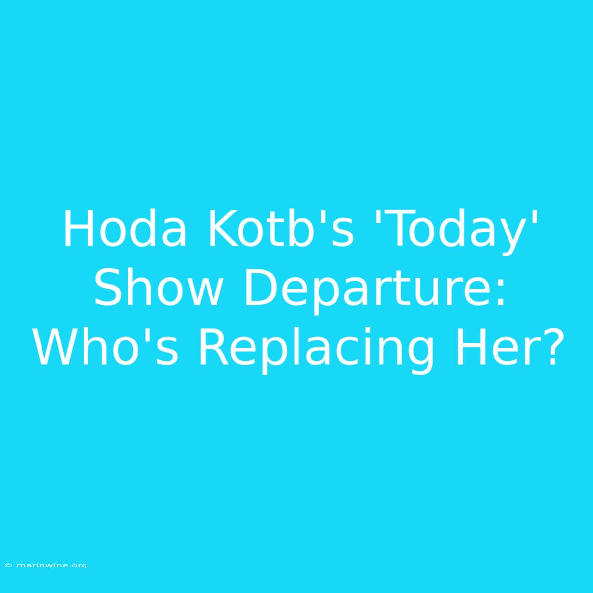 Hoda Kotb's 'Today' Show Departure: Who's Replacing Her?