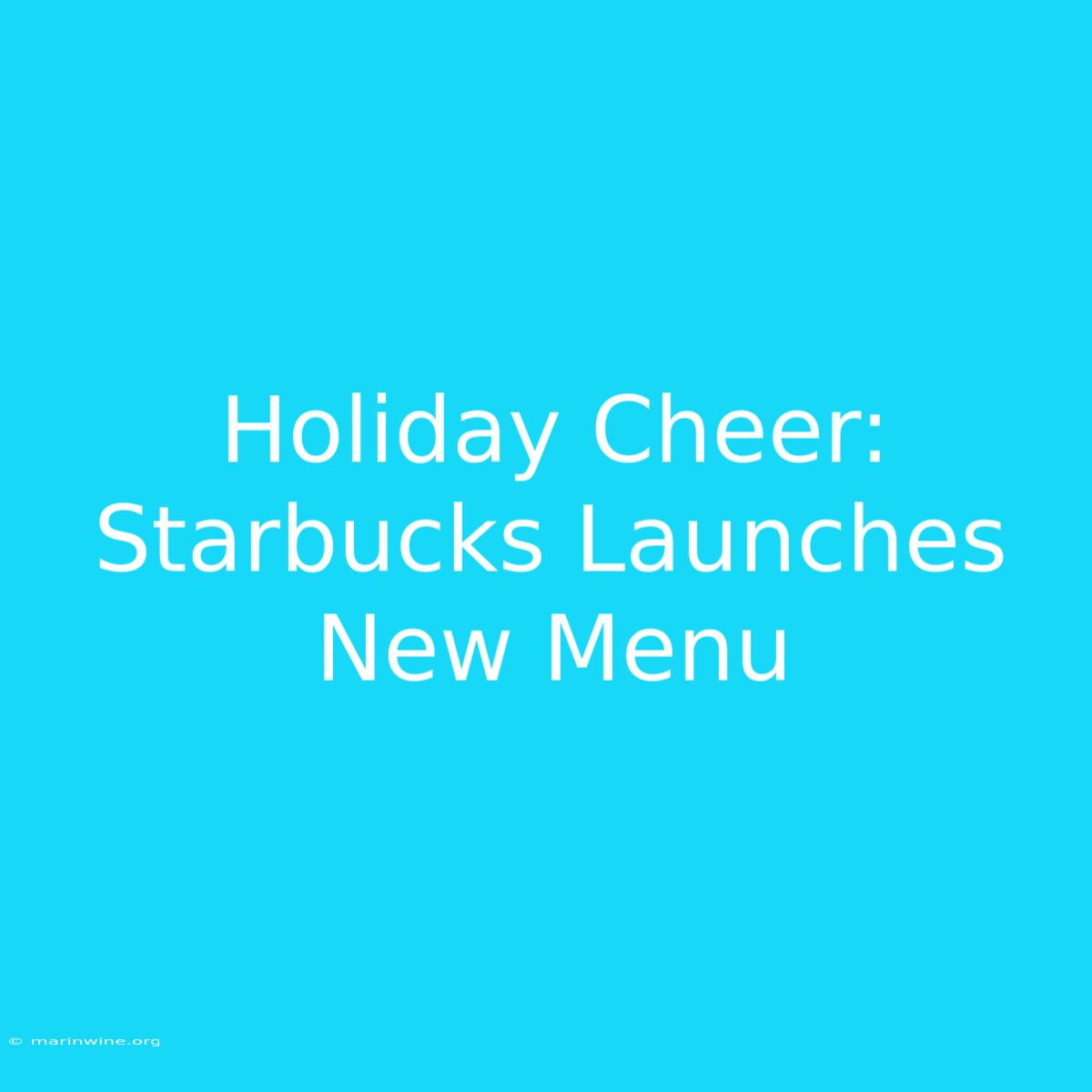 Holiday Cheer: Starbucks Launches New Menu 