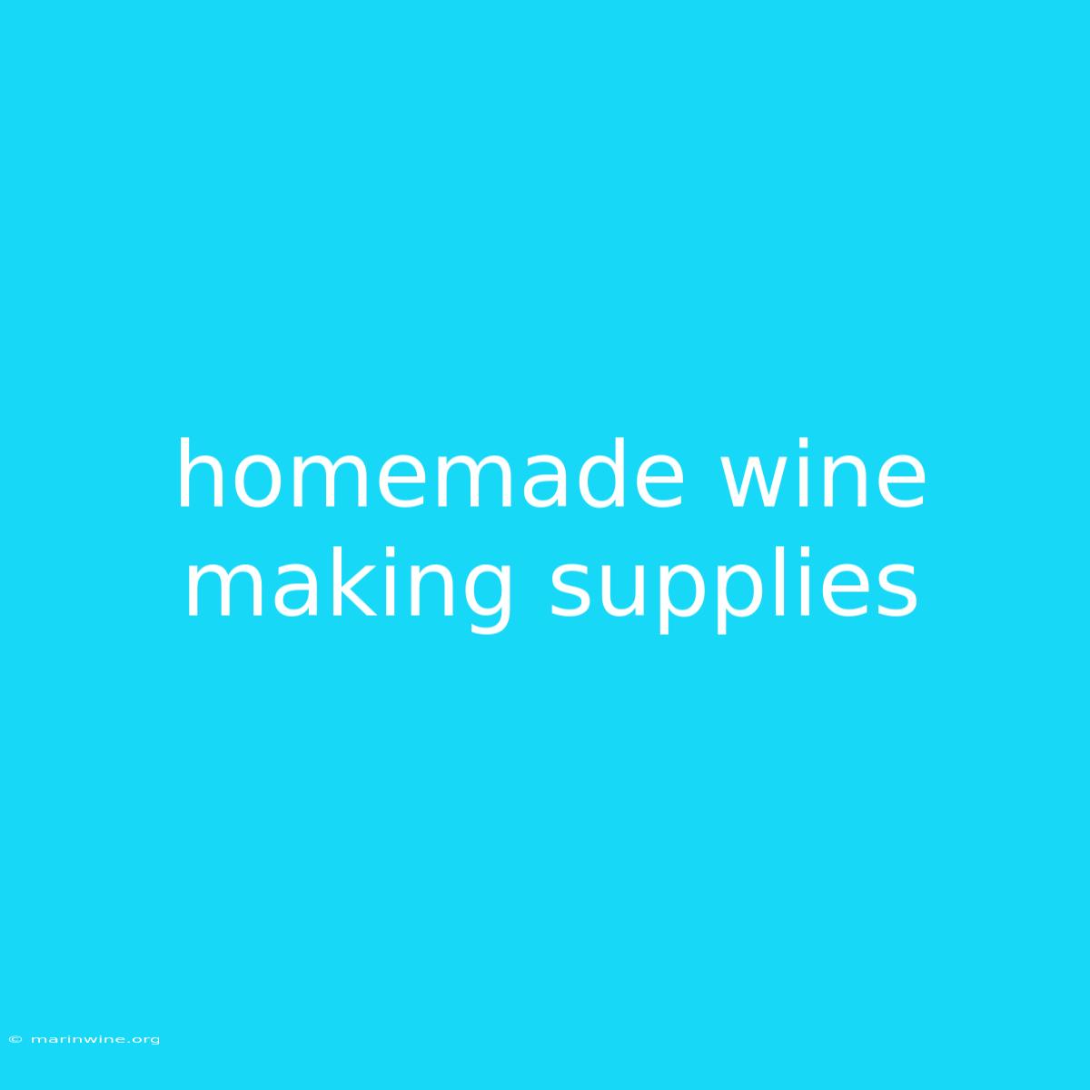 Homemade Wine Making Supplies