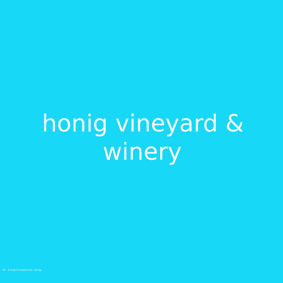 Honig Vineyard & Winery