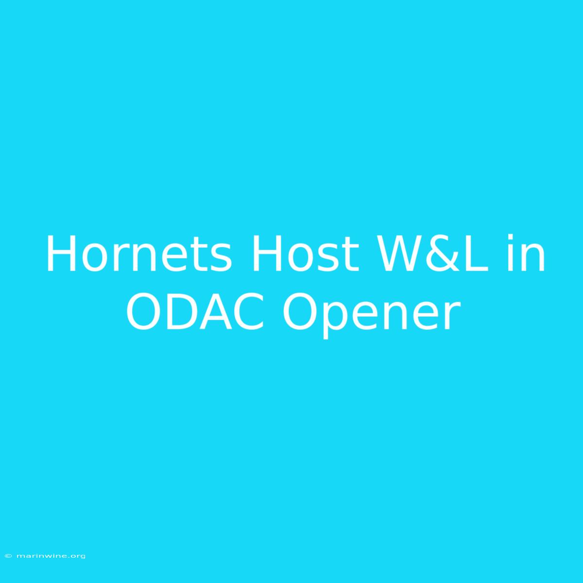 Hornets Host W&L In ODAC Opener